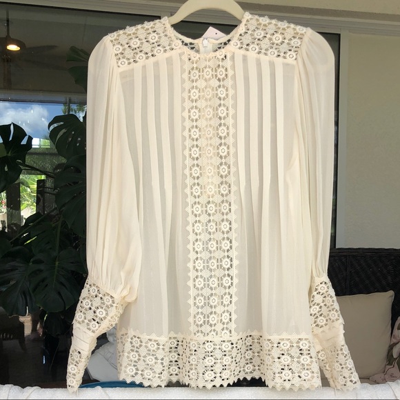 ZIMMERMANN silk + lace blouse IVORY size 6 - Picture 6 of 16